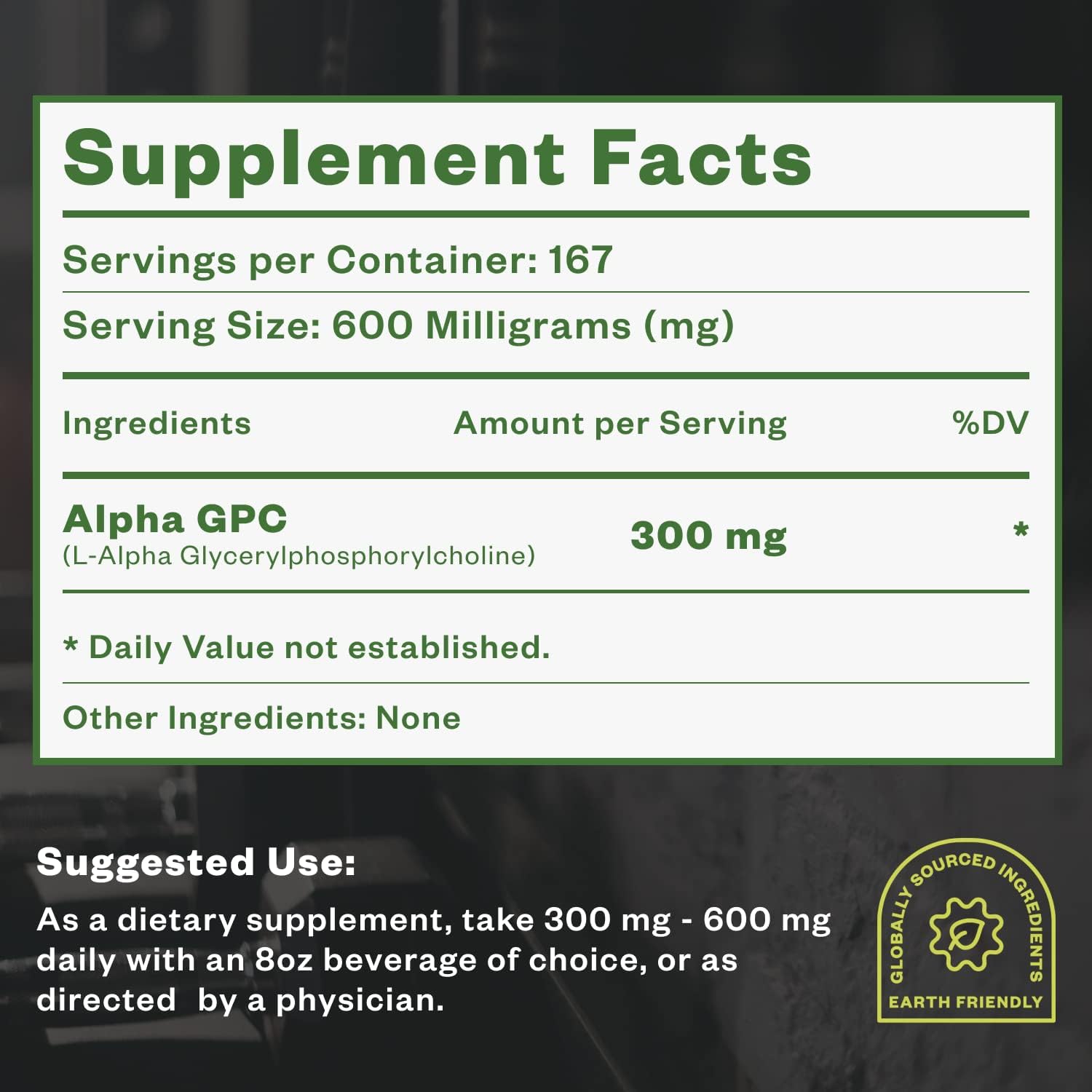 100g Purisure Alpha GPC 50% Powder: Pure Choline Supplement for Brain Focus, Memory, & Concentration - Non-GMO, 167 Servings