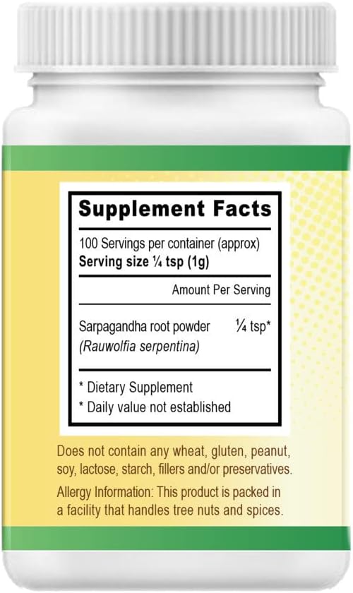 100g Rauwolfia Serpentina Powder - Sarpagandha Churna, Indian Snakeroot - Herbal Dietary Supplement