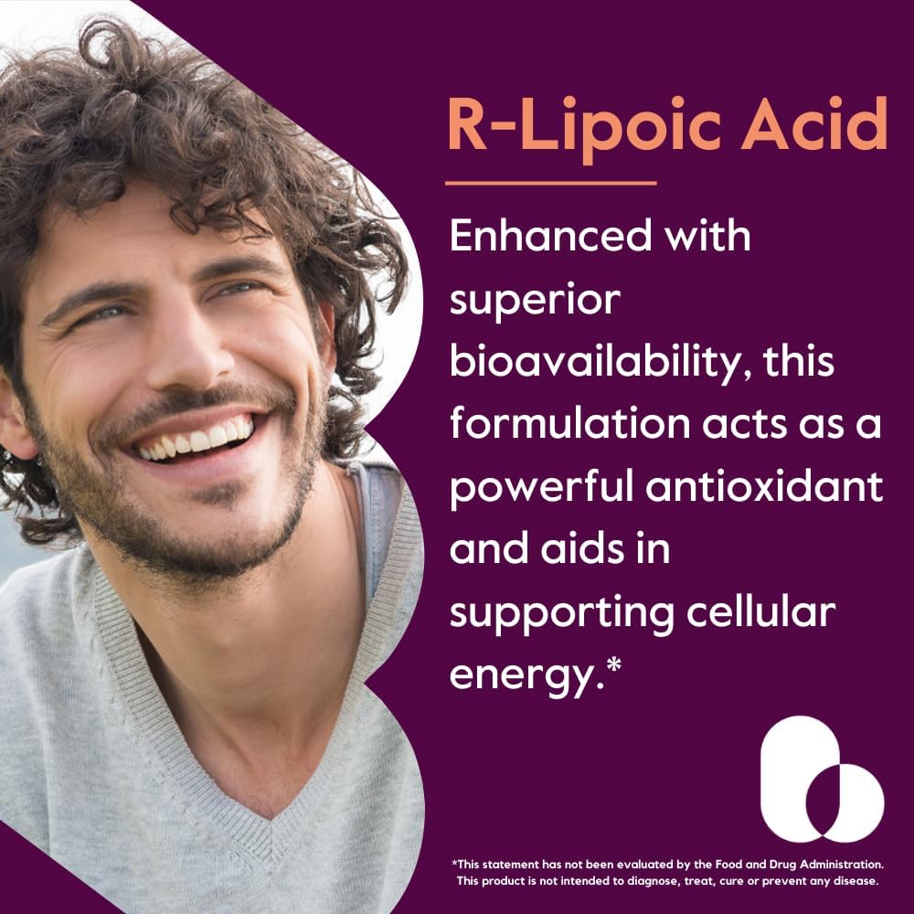 100mg Bestvite R-Lipoic Acid with Bio-Enhanced® Na-RLA - 120 Capsules, Vegan, Non-GMO, Gluten Free