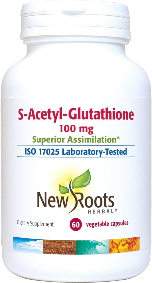 100mg New Roots Herbal S-Acetyl-Glutathione Capsules for Healthy Aging & Immunity Support