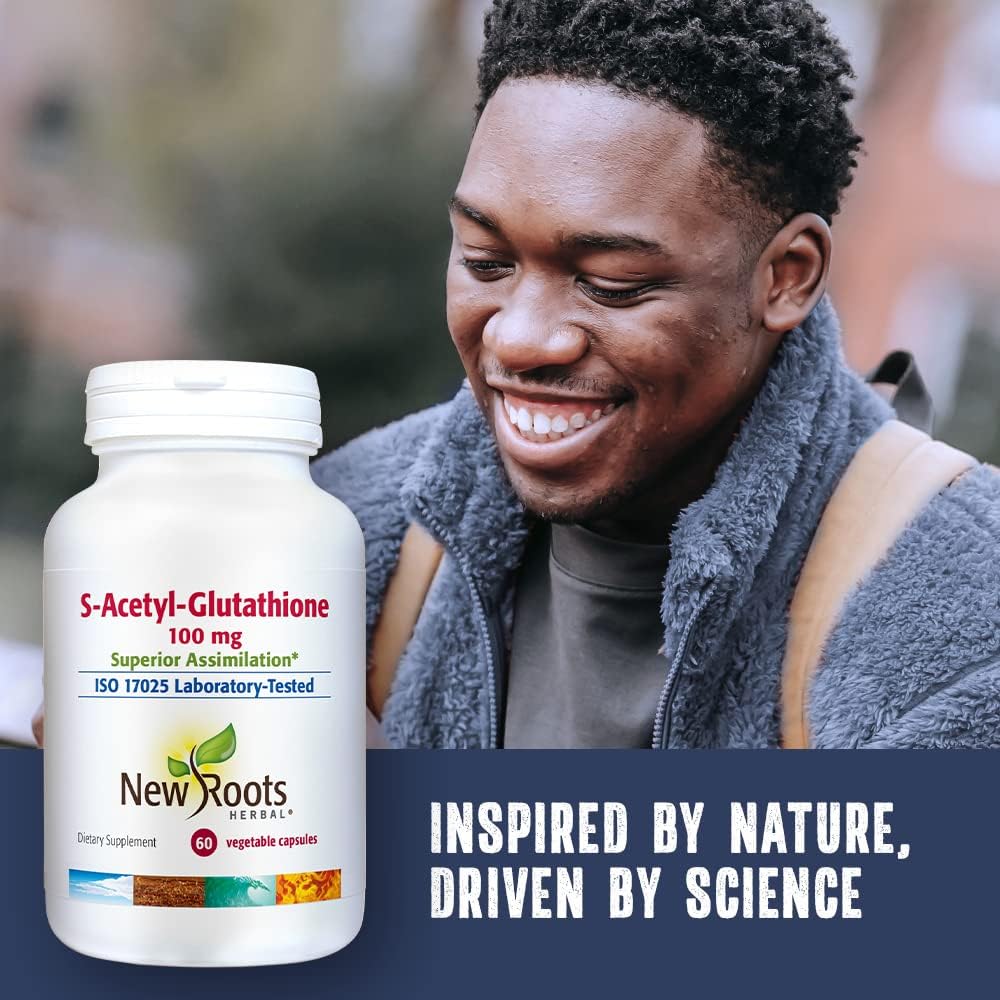 100mg New Roots Herbal S-Acetyl-Glutathione Capsules for Healthy Aging & Immunity Support