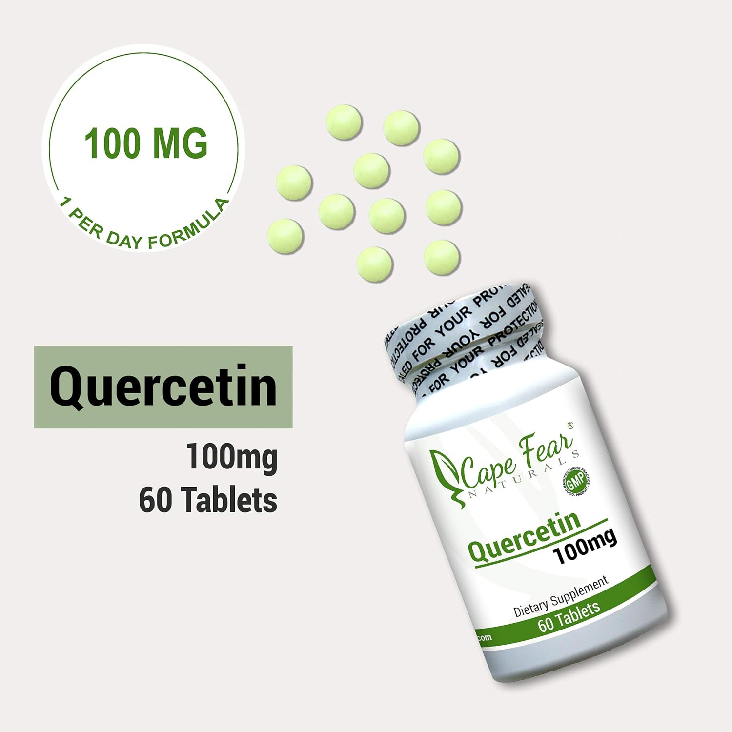 100mg Quercetin Dietary Supplement - Powerful Antioxidant for Immunity and Lung Support - 60 Tablets