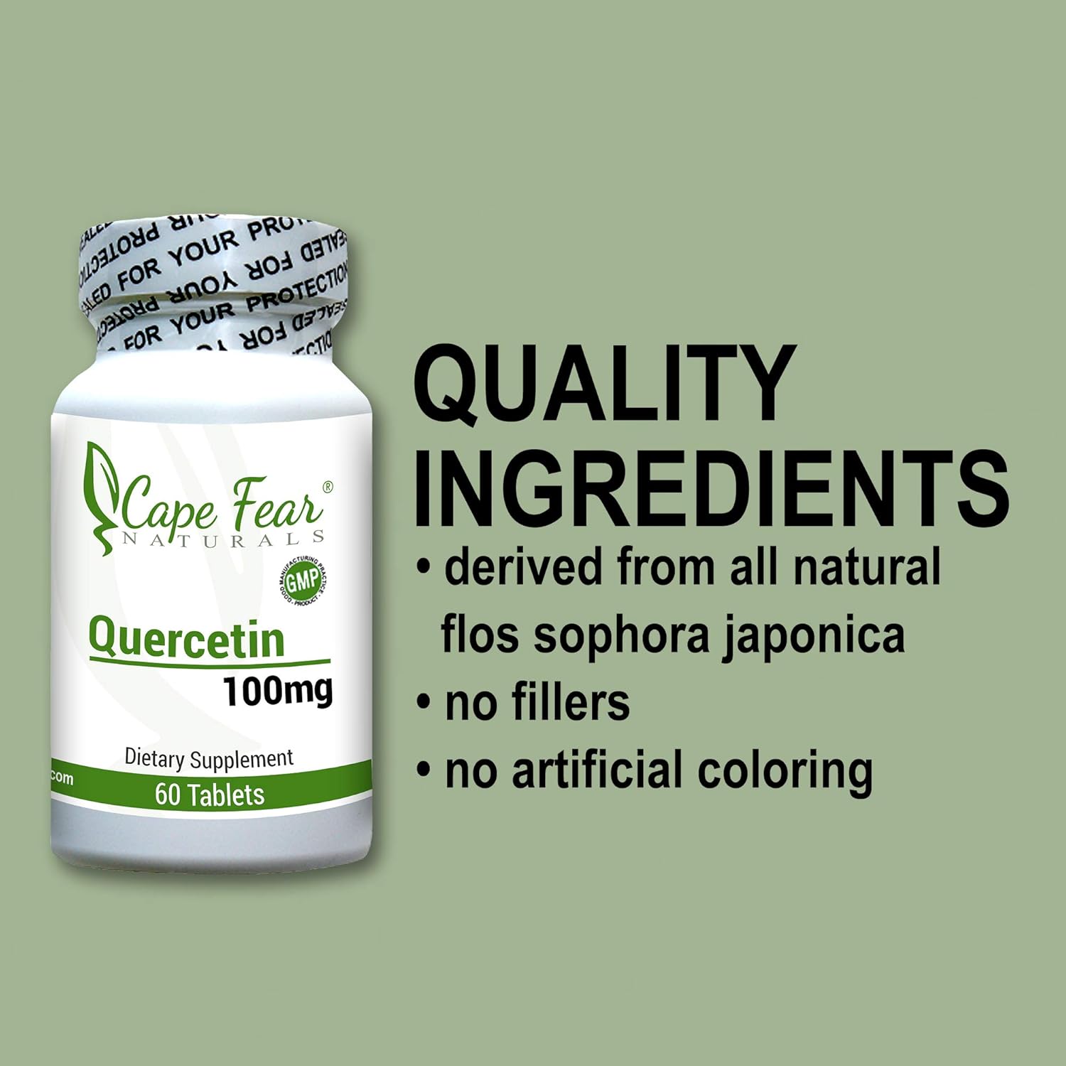 100mg Quercetin Dietary Supplement - Powerful Antioxidant for Immunity and Lung Support - 60 Tablets