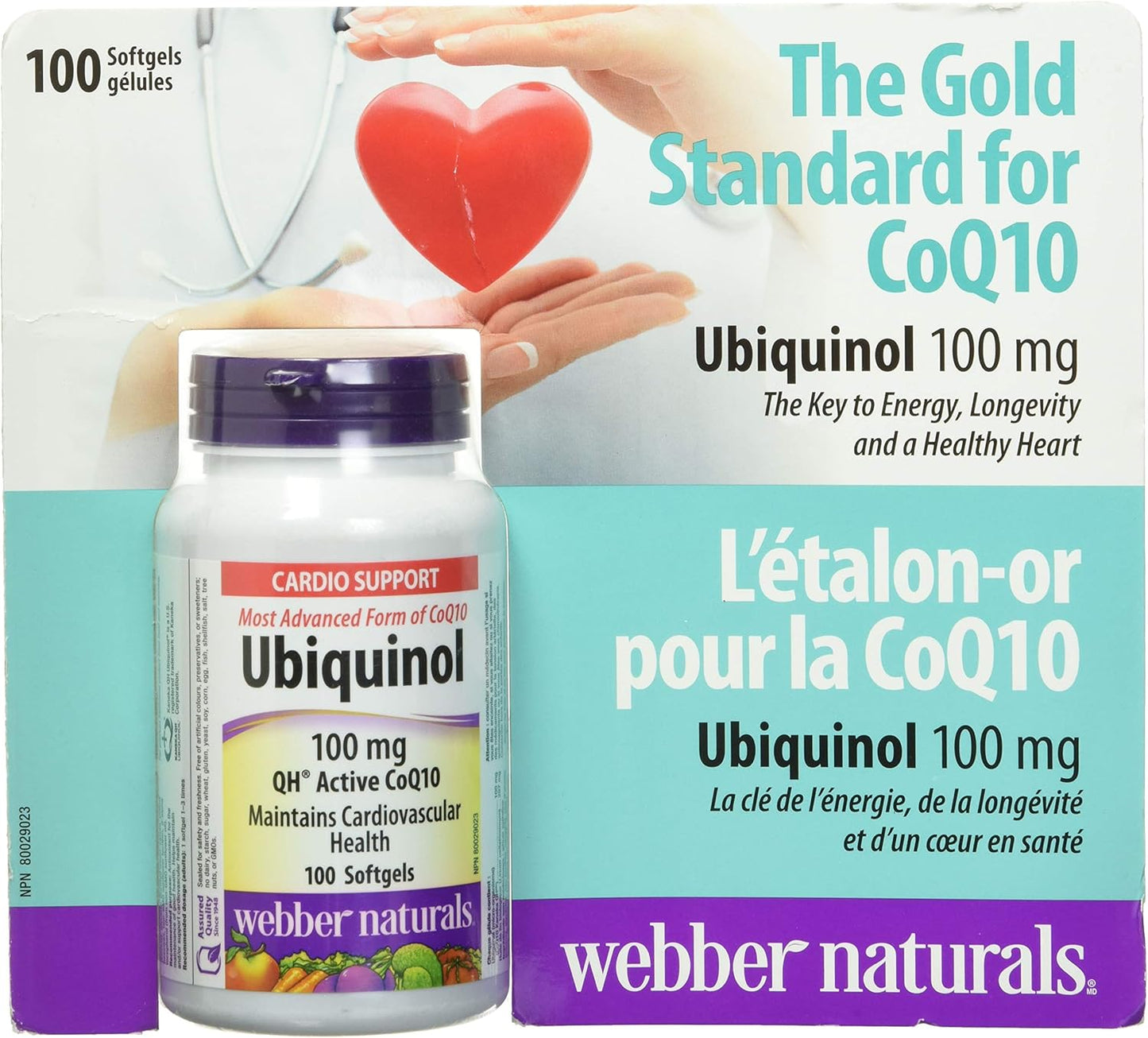 100mg Ubiquinol QH Active CoQ10 Softgels by Webber Naturals - 100 Count