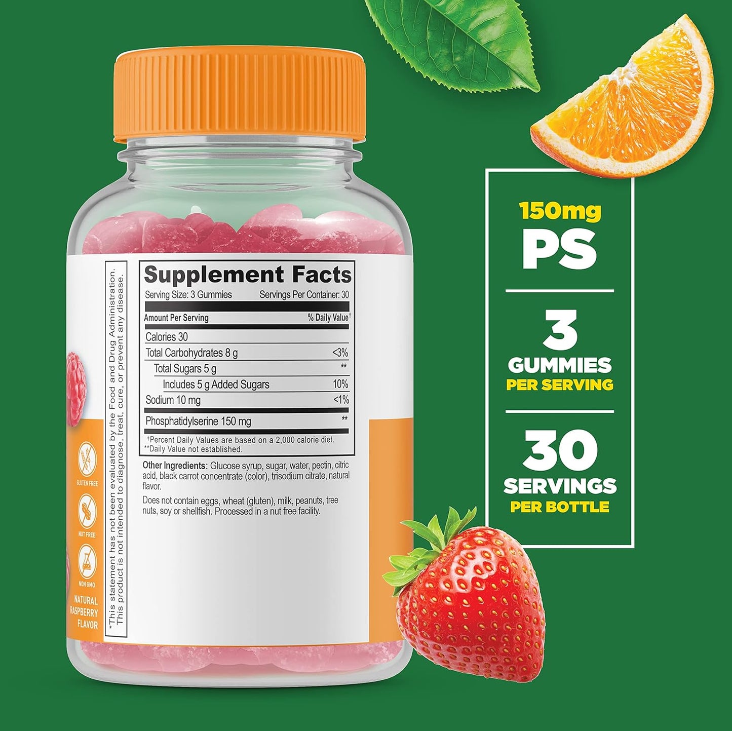 1050mg Phosphatidylserine (PS) + Vitamin C Gummies Bundle - Gluten Free, GMO Free, Chewable Vitamin Supplement with Great Taste