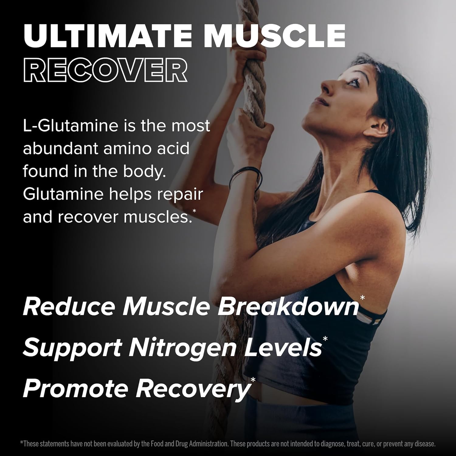 10.6 oz Pure L-Glutamine Powder for Ultimate Muscle Recovery - Supports Nitrogen Levels - Reduces Muscle Breakdown - 60 Servings