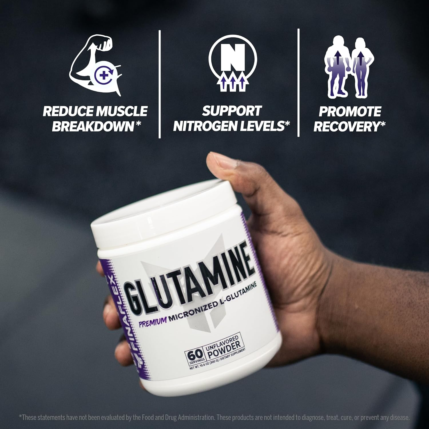10.6 oz Pure L-Glutamine Powder for Ultimate Muscle Recovery - Supports Nitrogen Levels - Reduces Muscle Breakdown - 60 Servings