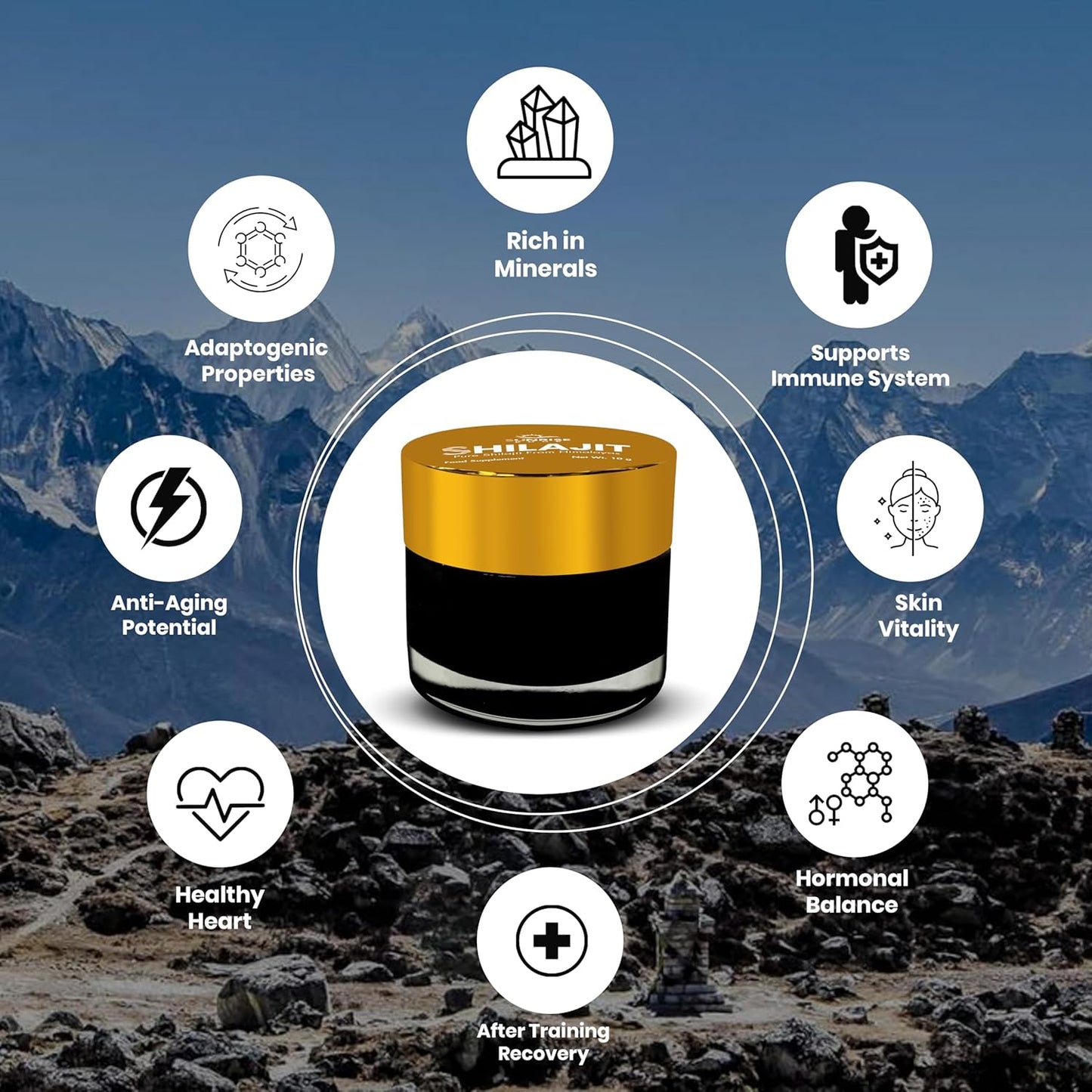 10G SunriseEdge Shilajit Resin: Boost Immunity, Metabolism, Stamina | 85+ Trace Minerals for Well-Being