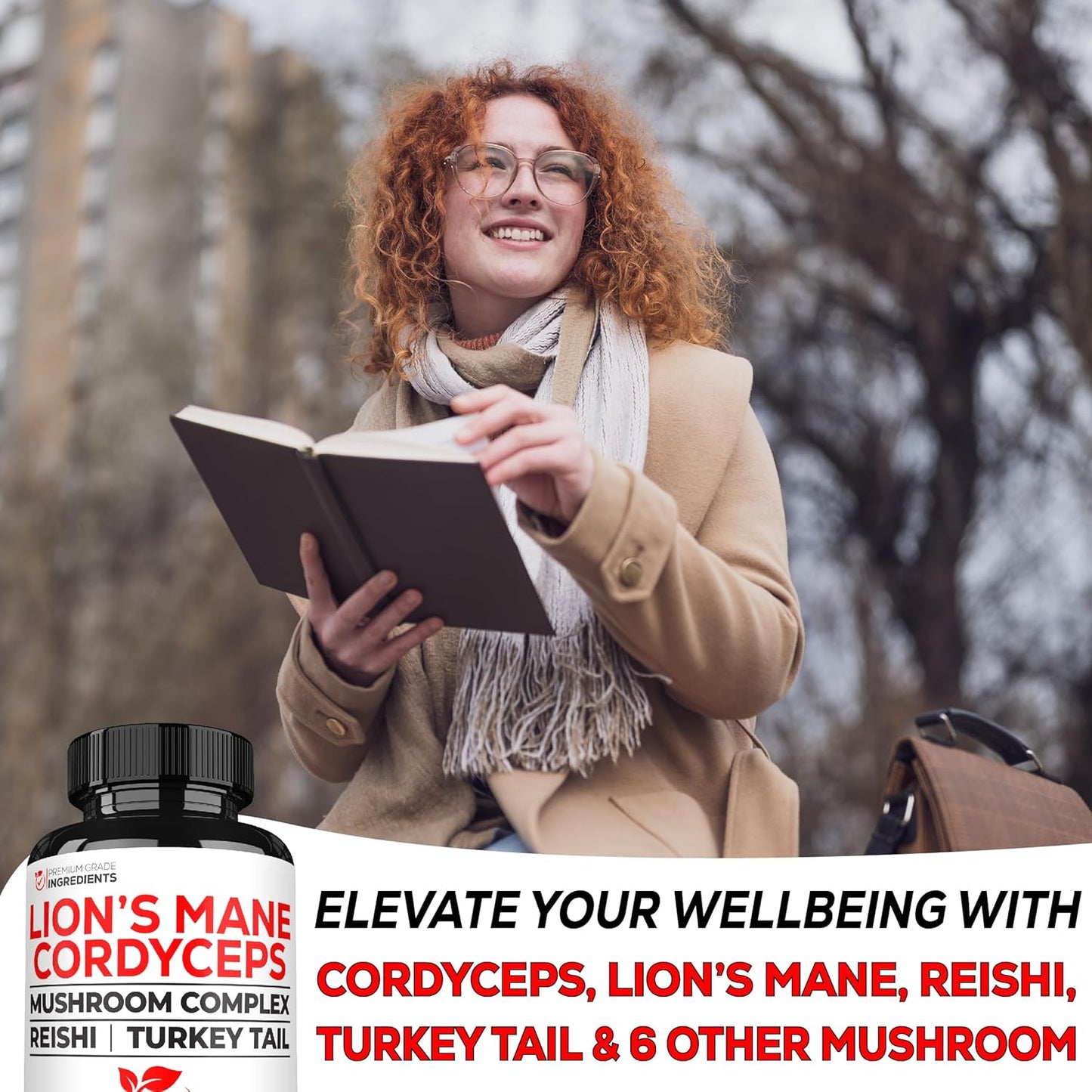 10in1 Cordyceps Mushroom Supplement - Enhanced with Lions Mane, Turkey Tail, Reishi & More - 90 Capsules, 90 Servings