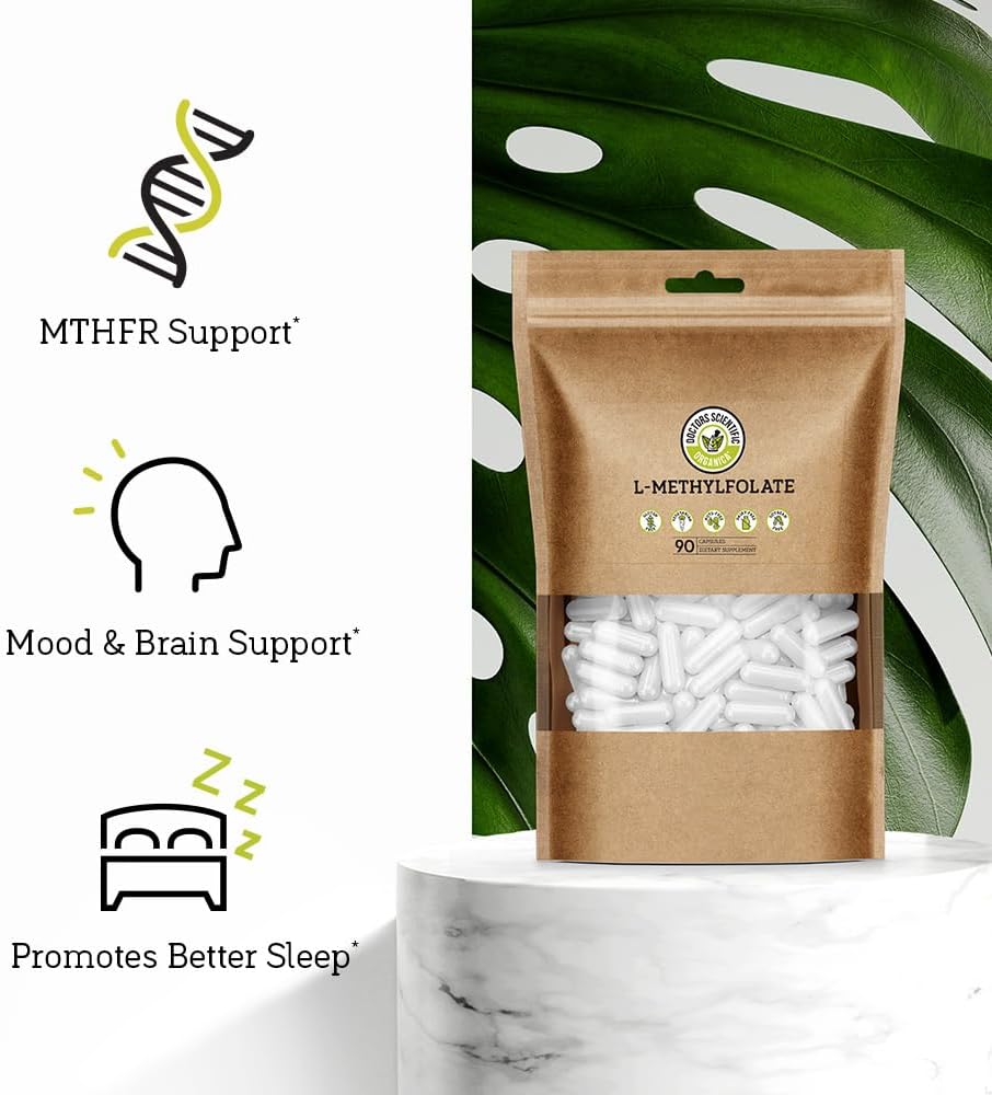10mg L-Methylfolate Supplement for Homocysteine Control - 90 Vegan Capsules - Active Folic Acid Vitamin - Eco-Friendly Packaging
