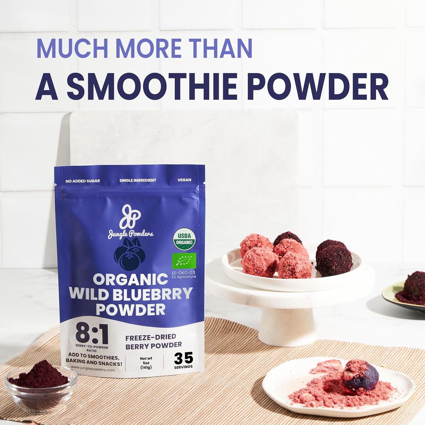 10oz Jungle Powders Combo Pack: Raw Shilajit & Organic Wild Blueberry Powder for Men's Energy Support - USDA Certified Freeze-Dried Blueberries for Immune Boost, Baking, Smoothies