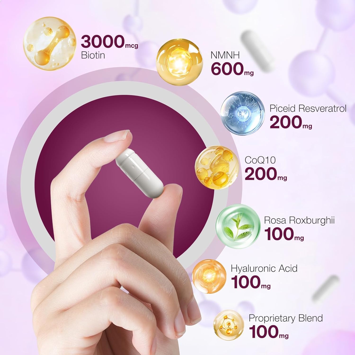 11-in-1 NMNH NAD+ Supplement with Resveratrol & CoQ10, 600mg, Anti-Aging Support, 60 Count