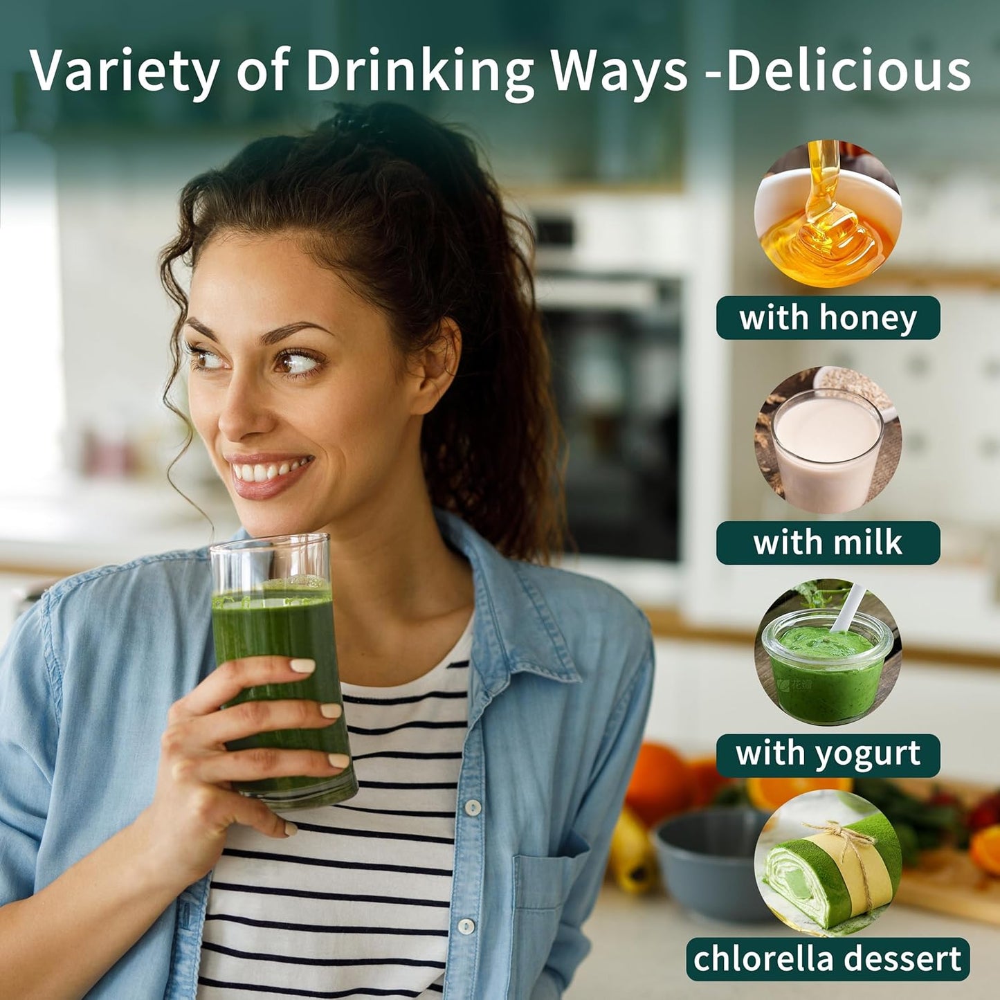 11 oz Hudetex Chlorella Powder: Natural Chlorophyll Powder, Supports Immune System & Liver, Youthful Vegan Protein & Vitamins