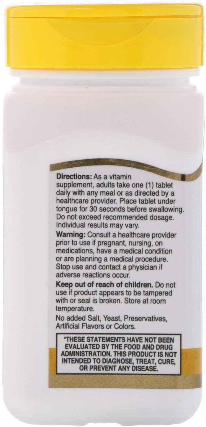 110 Cherry Flavored B-12 5000 mcg Sublingual Tablets for 21st Century - 110 Count