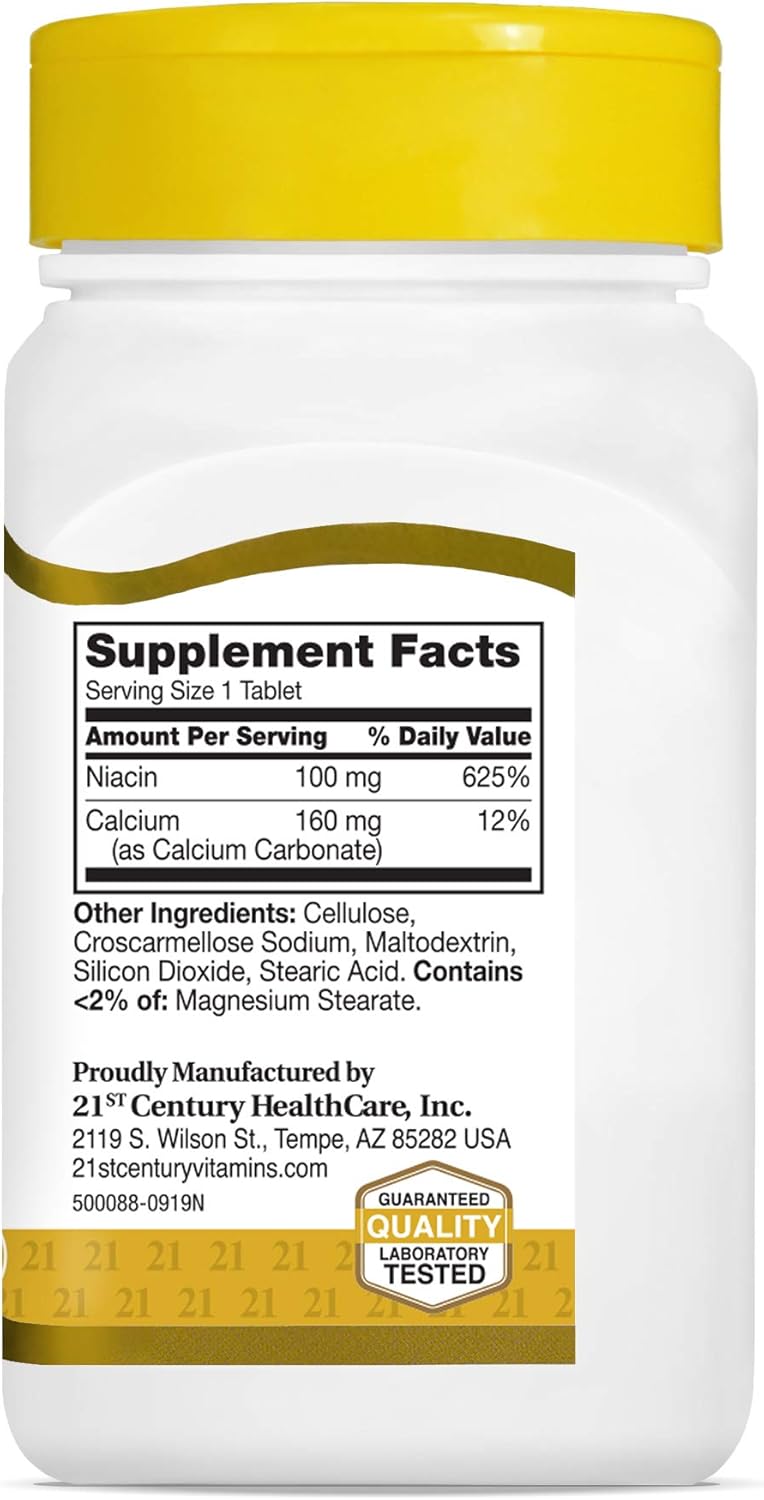 110 Count 21st Century Niacin Tablets, 100 mg - High Quality Vitamin Supplement