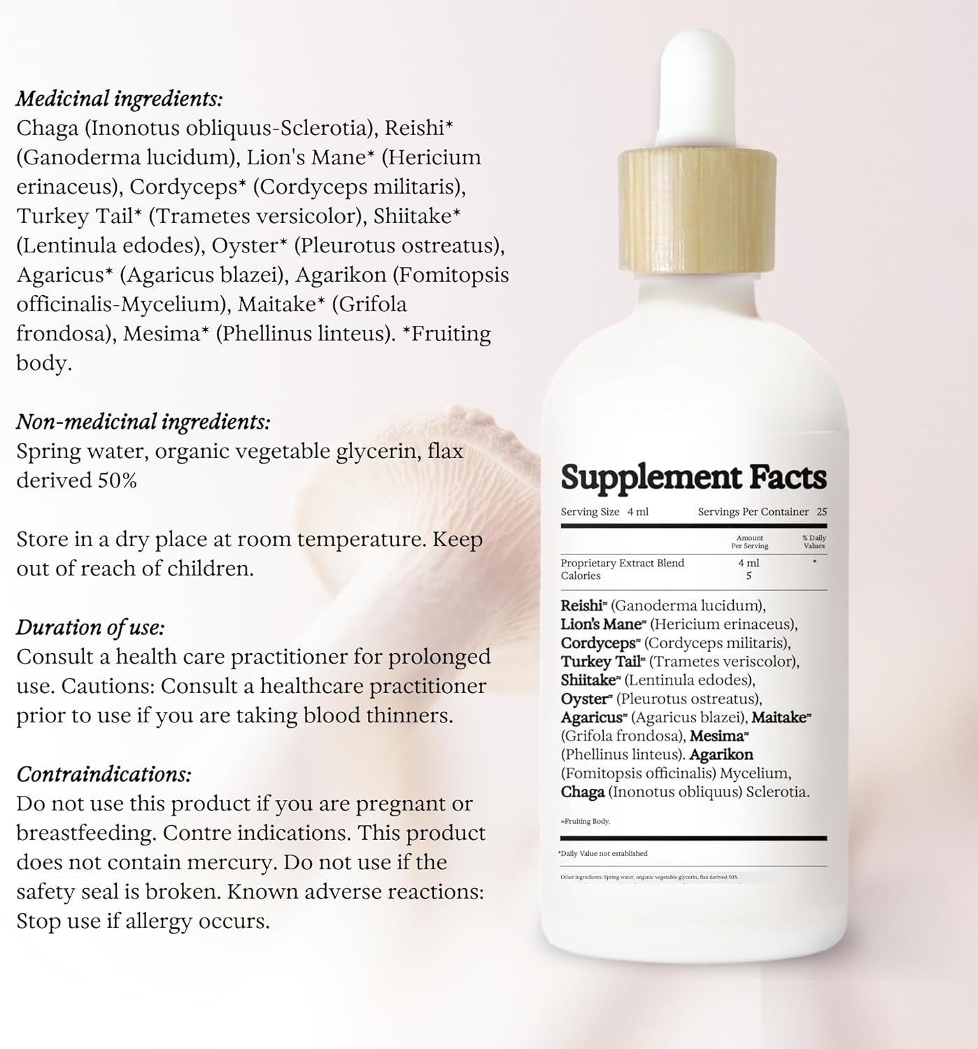 11:11 Multi Mushroom Tincture for Immune & Brain Support, Alcohol-Free Dual Extract, Lion's Mane & Turkey Tail, Vegan, Non-GMO - 3.4 fl oz