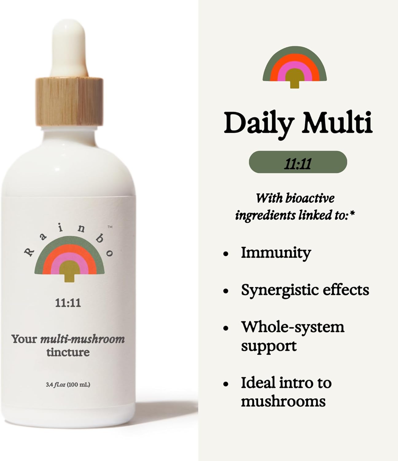 11:11 Multi Mushroom Tincture, Liquid Lion's Mane & Turkey Tail Supplement, Vegan, Non GMO - Immune & Brain Support, 3.4 fl oz