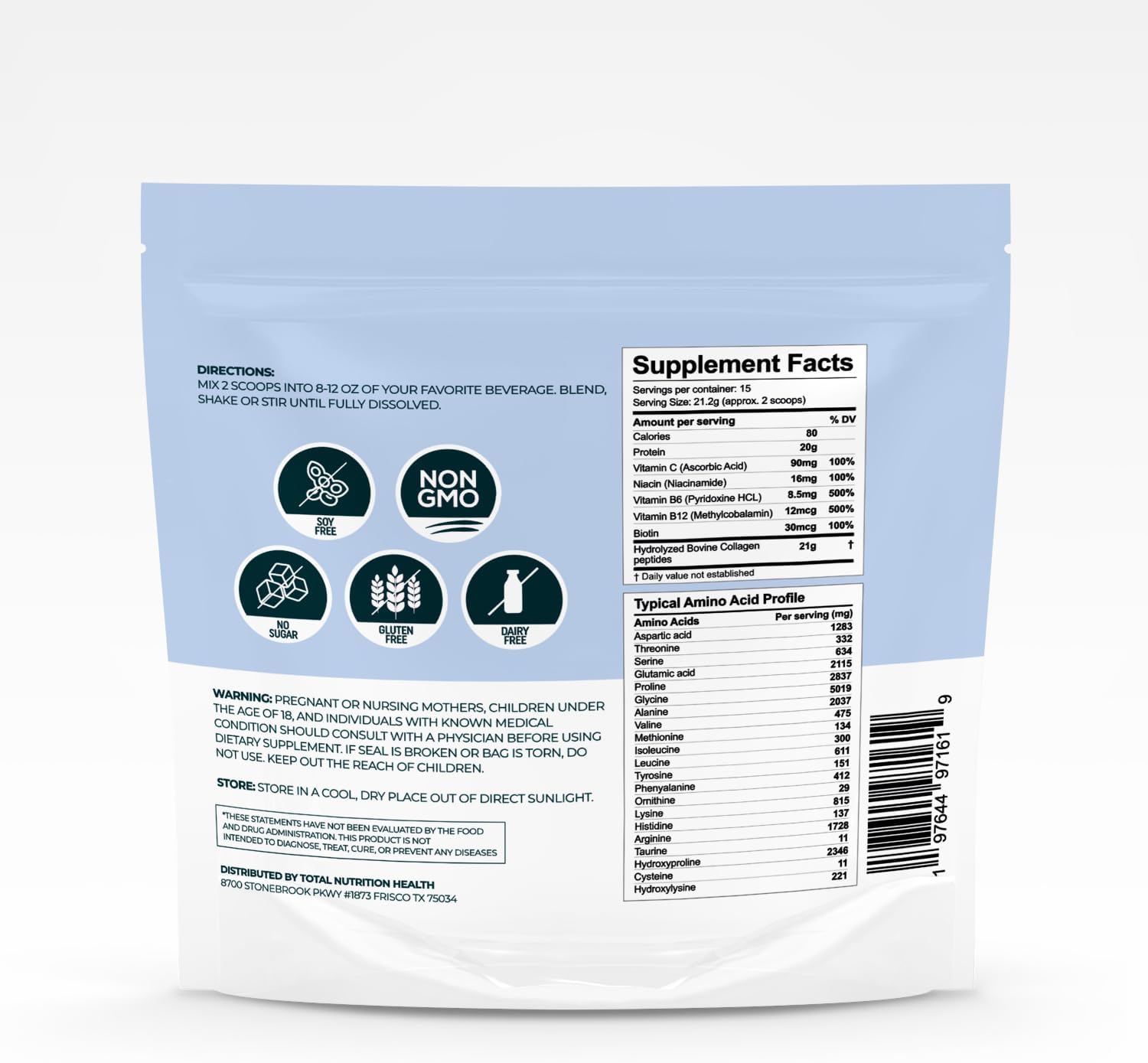 11oz Unflavored Collagen Peptides Powder for Hair, Skin, and Joint Support - Grass Fed Protein with Vitamin C, B3, B6, B12, Biotin - Non-GMO, Sugar-Free