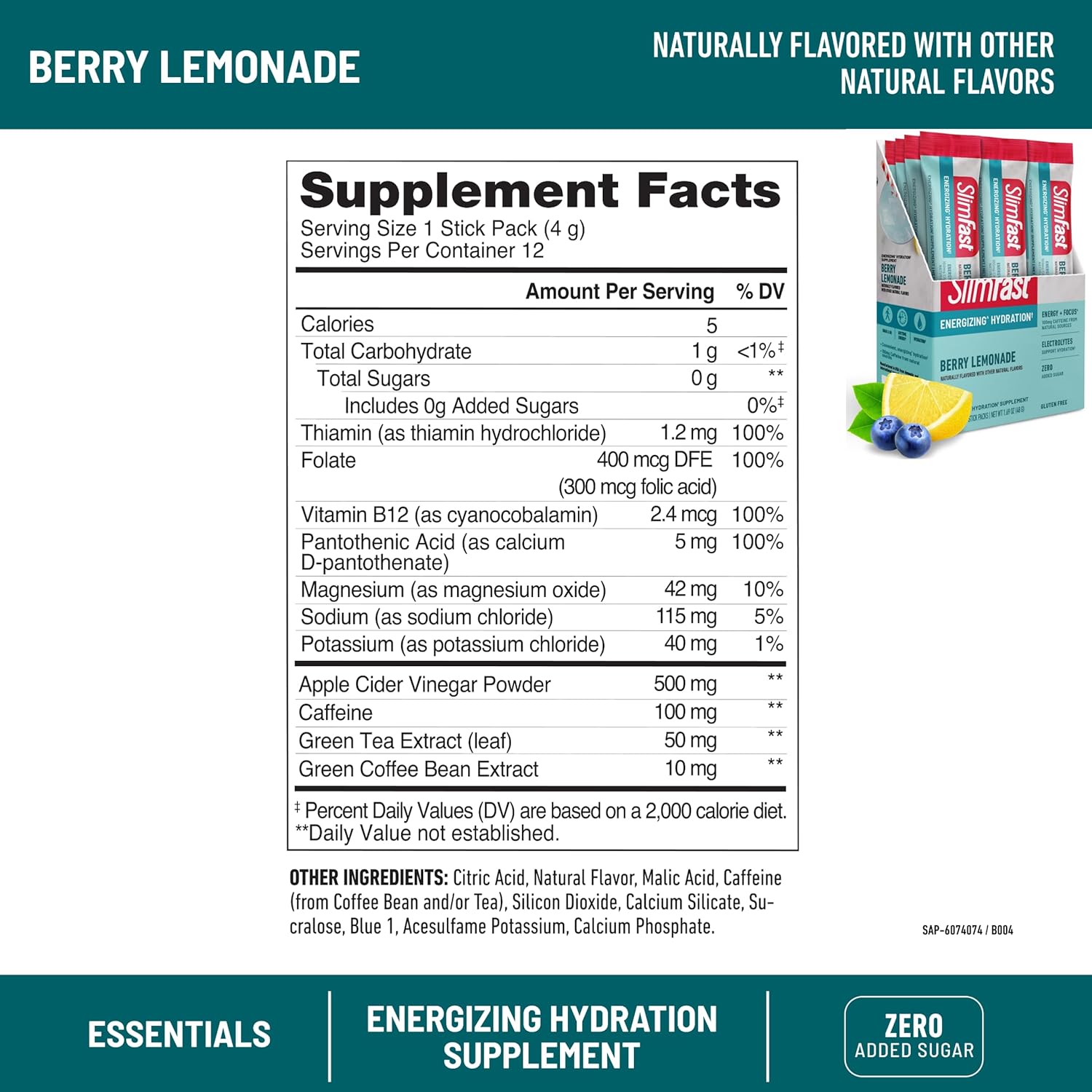 12 Count SlimFast Bundle: Intermittent Fasting Electrolytes Energy Drink + High Protein Meal Replacement Shake - Berry Lemonade & Caramel Macchiato