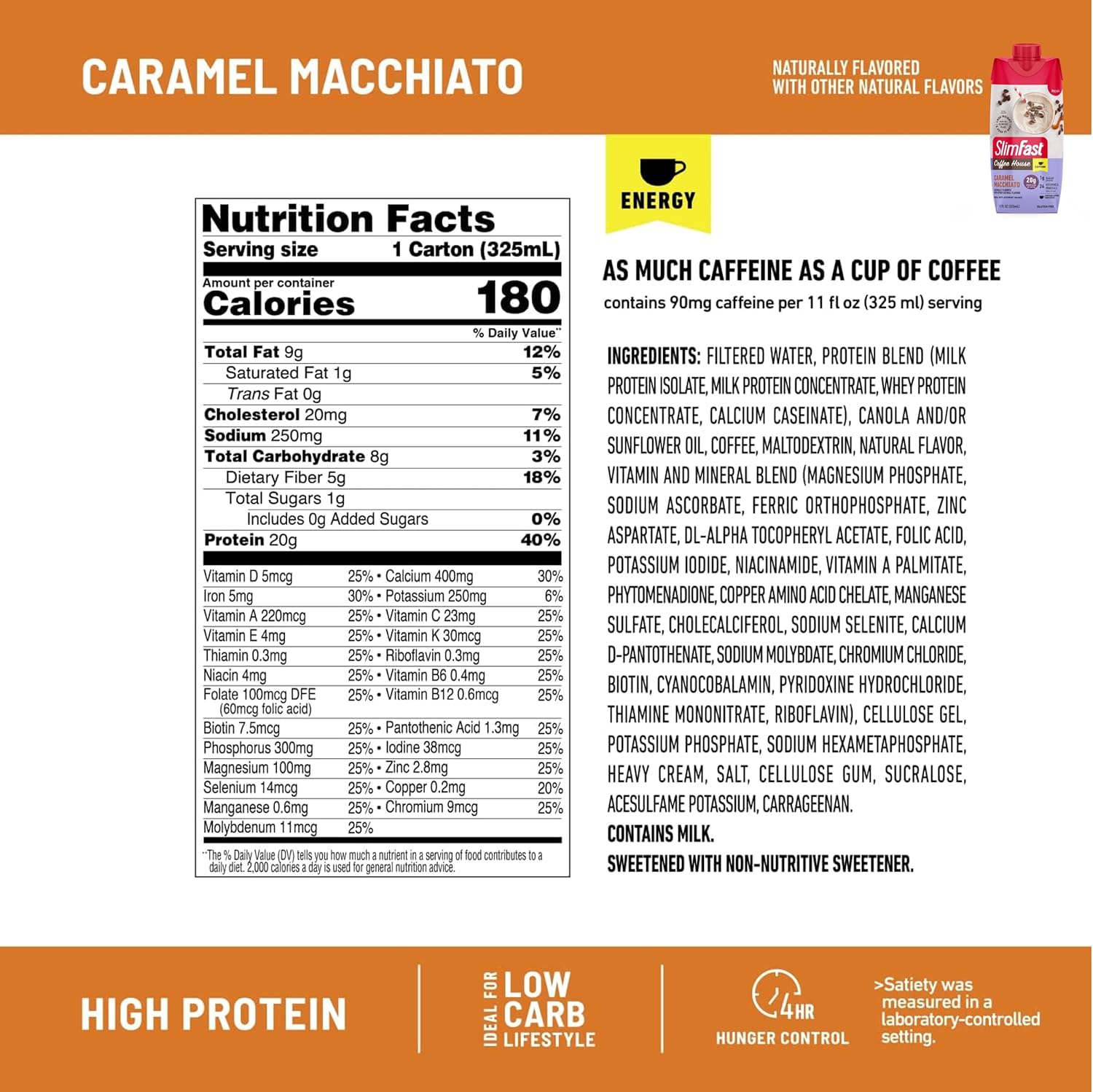 12 Count SlimFast Bundle: Intermittent Fasting Electrolytes Energy Drink + High Protein Meal Replacement Shake - Berry Lemonade & Caramel Macchiato