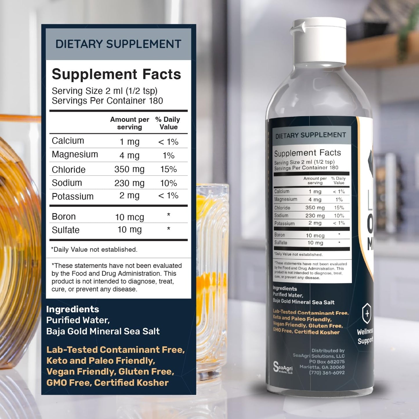 12 Fl. Oz. Baja Gold Liquid Ocean Minerals Refill - Natural Trace Minerals Supplement