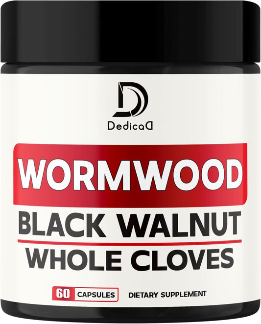 12 Herb Wormwood Capsules for Digestion & Immune Support with Black Walnut, Ginger, Turmeric, Black Pepper & More