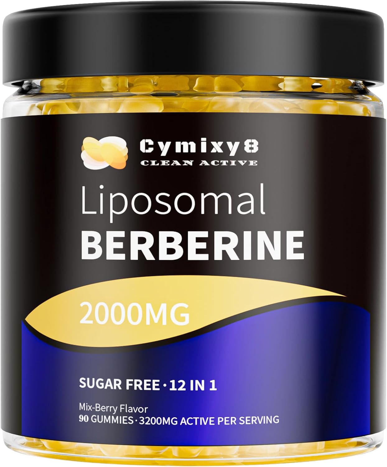 12 in 1 Cymixy8 Berberine HCL Gummies for Women and Men - High Bioavailability Liposomal Berberine with Ceylon Cinnamon - Vegan AMPK Activator Supplement (90 Count)