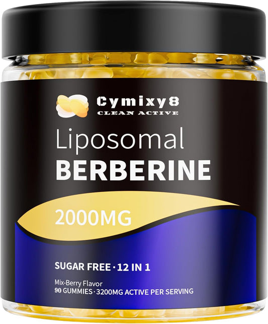 12 in 1 Cymixy8 Berberine HCL Gummies for Women and Men - High Bioavailability Liposomal Berberine with Ceylon Cinnamon - Vegan AMPK Activator Supplement (90 Count)