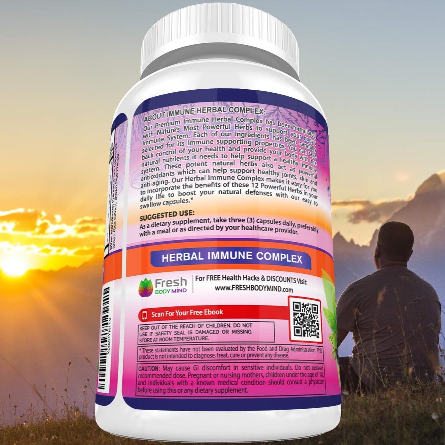 12-in-1 Immune Support Herbal Supplement - Daily Defense Booster with Garlic, Ginger, Elderberry, Green Tea Extract - 90 Vegan Capsules