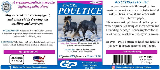 12 lb SU-PER Poultice for Horses - Premium Cooling Agent for Reducing Swelling and Soreness
