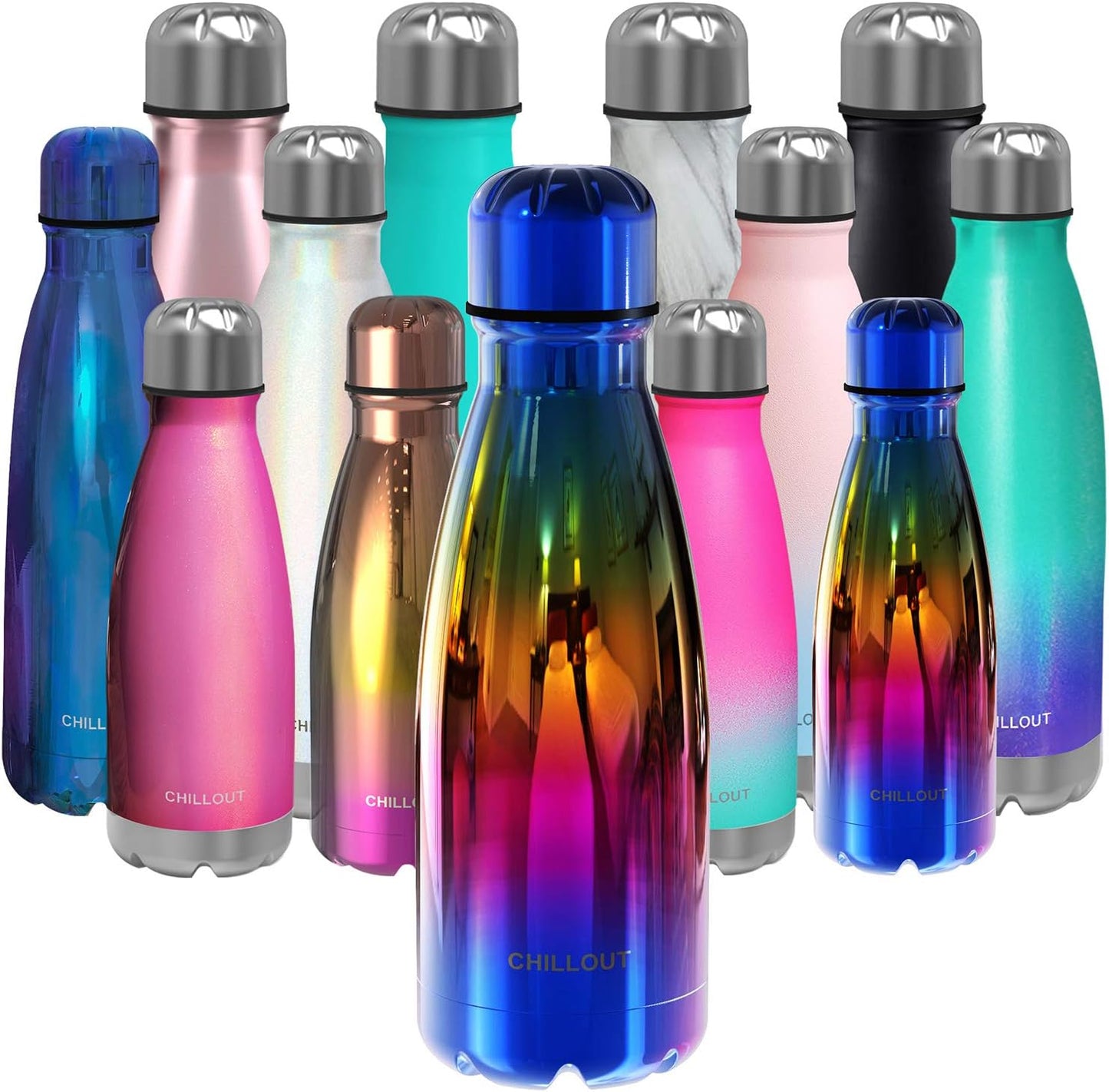 12 oz Double Wall Insulated Stainless Steel Water Bottle for Kids School - BPA Free Metal Sports Bottle for Cold and Warm Drinks - Boys, Girls, Women - CHILLOUT LIFE
