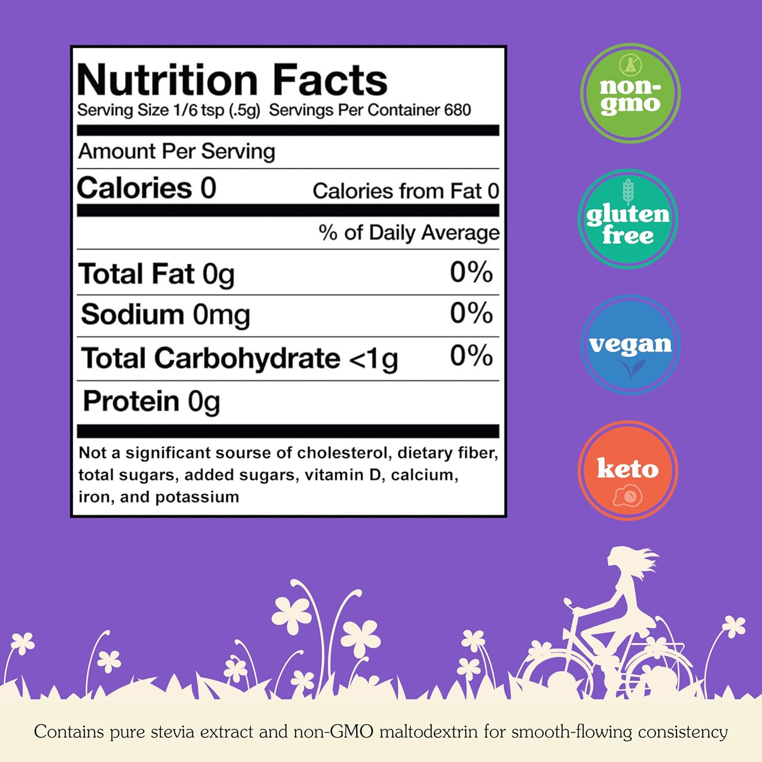 12 oz NuNaturals White Stevia Powder: Plant-Based Sugar Substitute, Zero Calorie Sweetener