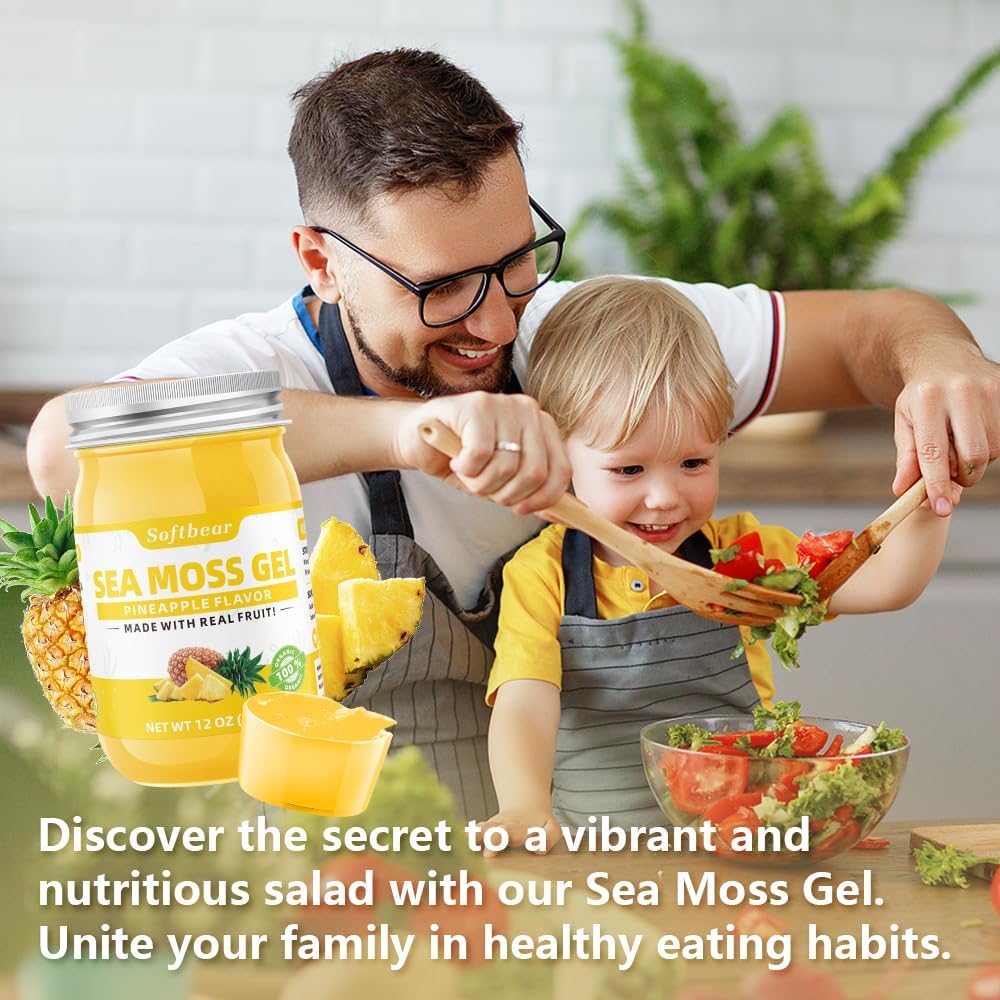 12 OZ Pineapple Flavored Sea Moss Gel - Organic Wildcrafted Irish Sea Moss with 92 Minerals and Vitamins - Vegan Non-GMO Gluten-Free Supplement for Immune, Thyroid, Digestive Health
