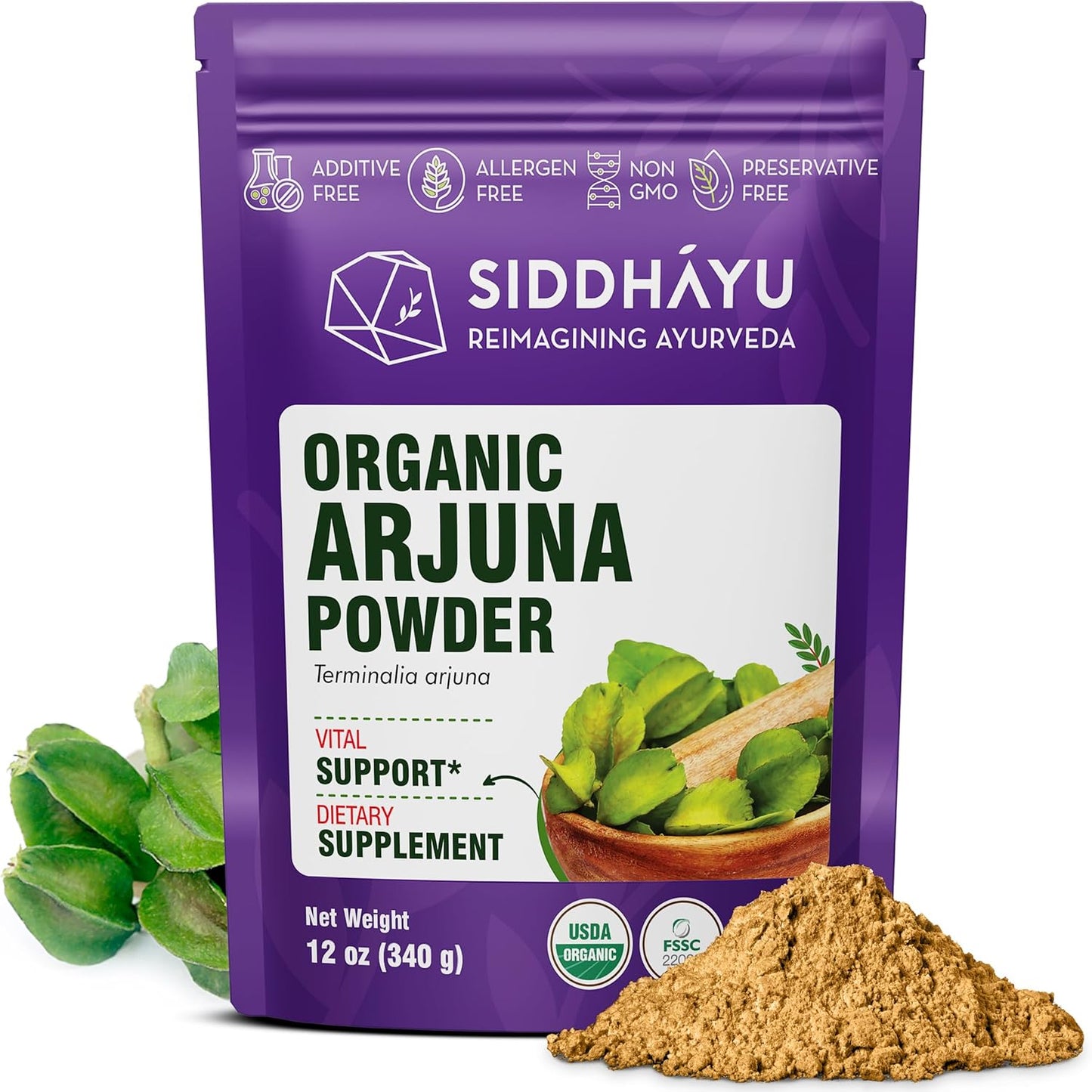 12 oz Siddhayu Organic Triphala and Arjuna Powder Bundle for Improved Health and Wellness