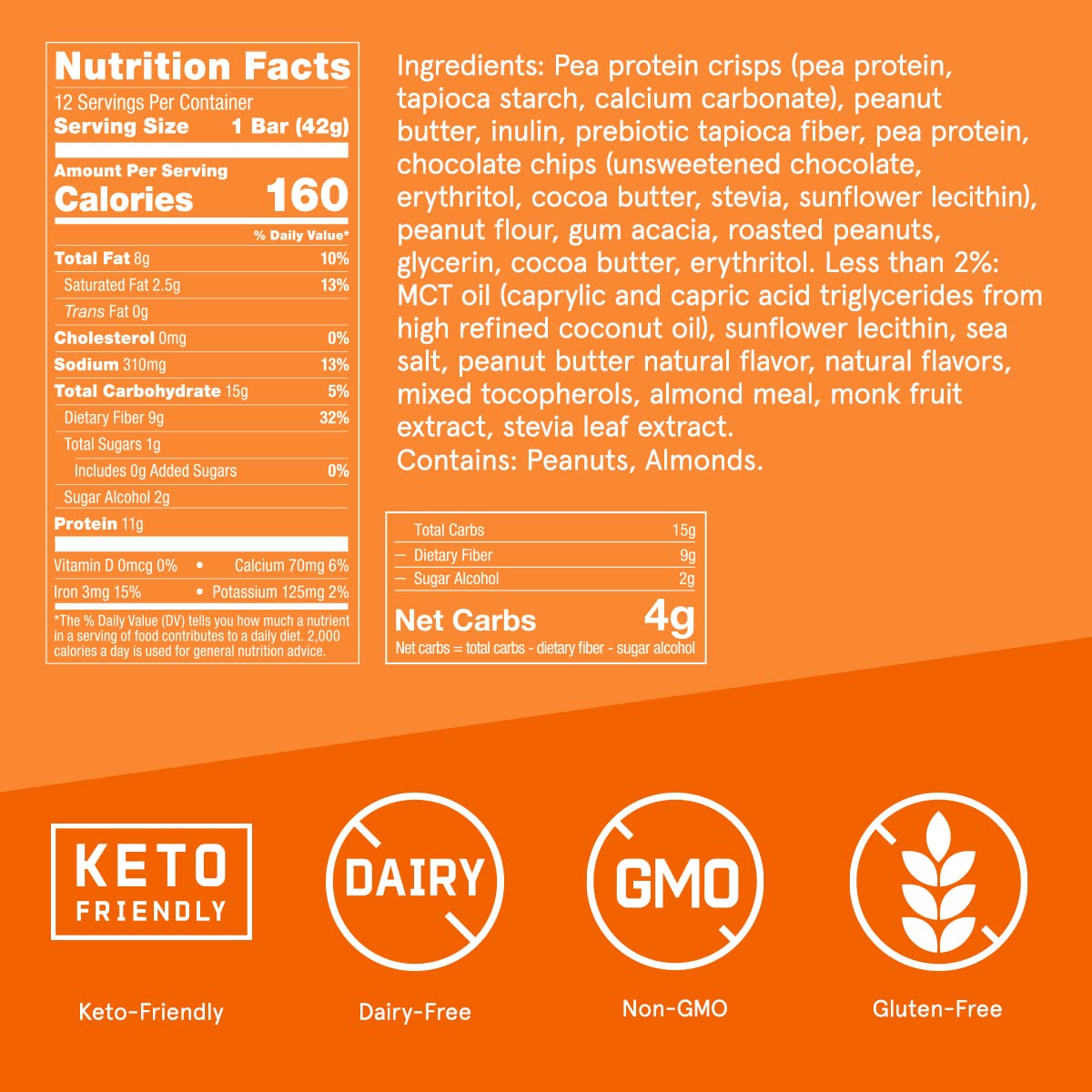 12 Pack Bulletproof Protein Crisp Bars in Peanut Butter Chocolate Chip Flavor - High Protein, Low Sugar - BoostGo Australia