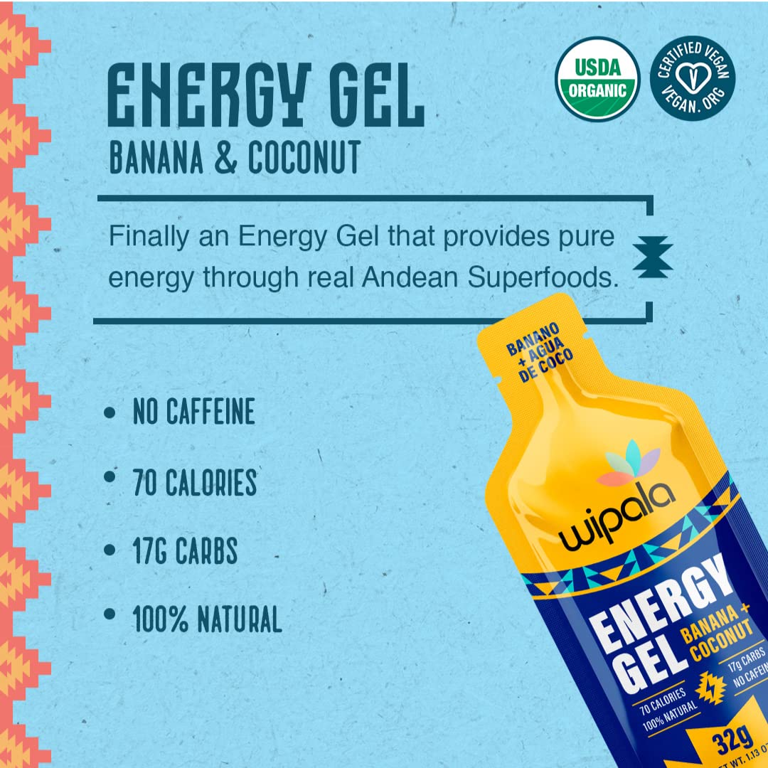 12-Pack Everglobe Wipala Energy Gel - Banana Coconut Flavor, Vegan & Non-GMO - Clean Energy for Running & Endurance Performance