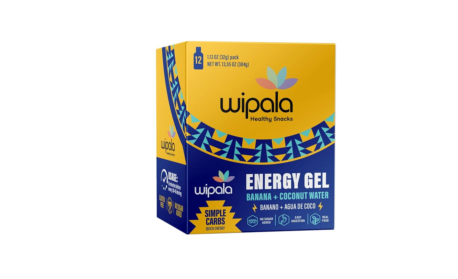 12-Pack Everglobe Wipala Energy Gel - Banana Coconut Flavor, Vegan & Non-GMO - Clean Energy for Running & Endurance Performance