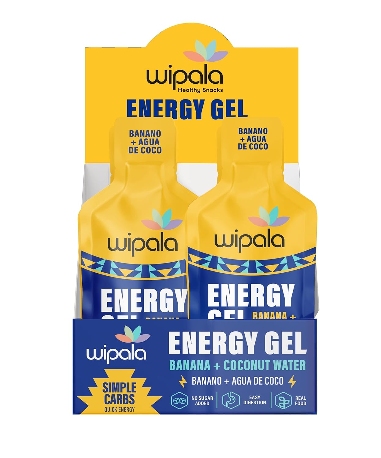 12-Pack Everglobe Wipala Energy Gel - Banana Coconut Flavor, Vegan & Non-GMO - Clean Energy for Running & Endurance Performance