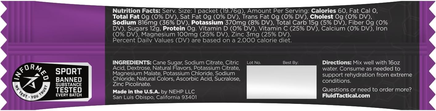 12-Pack Grape Oral Rehydration Solution for Extreme Dehydration - Recover Faster with Fluid Tactical Electrolytes