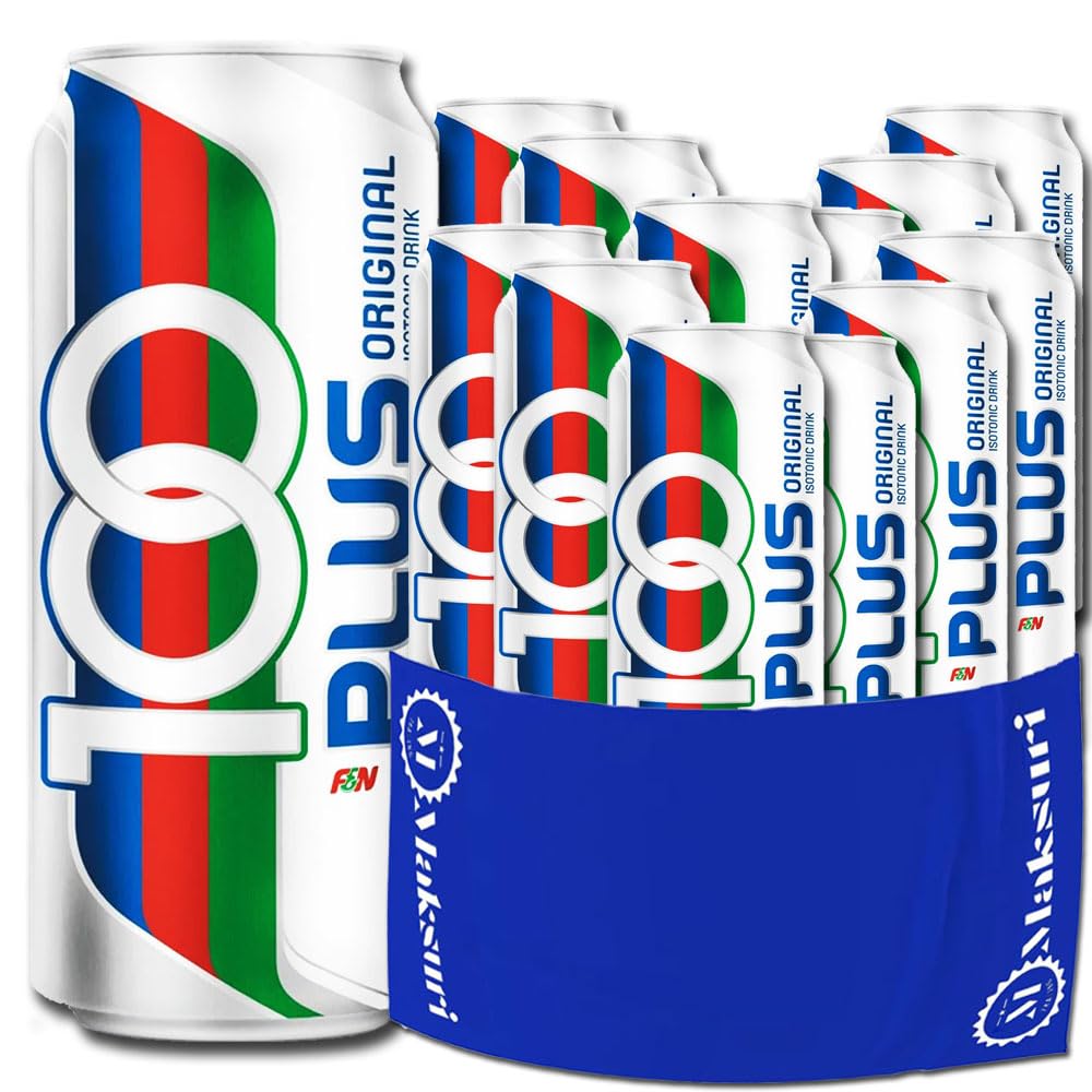 12-Pack MAKSURI TRADING 100 PLUS Isotonic Sports Drinks with Gym Towel Set - 11fl oz