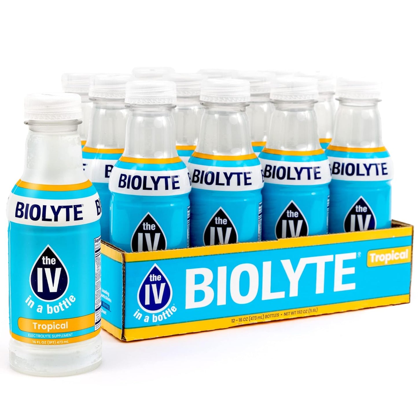 12-Pack of BIOLYTE Electrolyte Drink for Rapid Hydration - Tropical Flavor