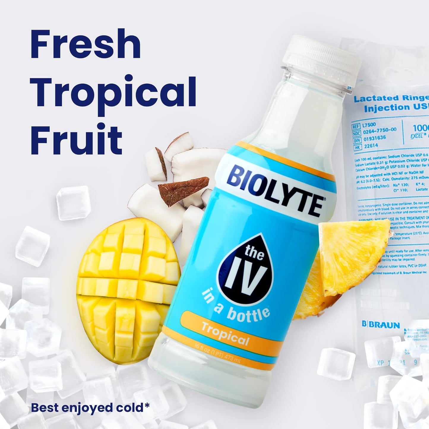 12-Pack of BIOLYTE Electrolyte Drink for Rapid Hydration - Tropical Flavor