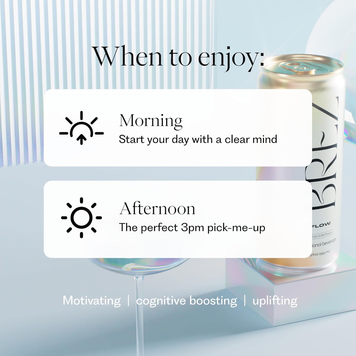 12-Pack of BREZ Flow Lion's Mane Mushroom Sparkling Lemon Elderflower Tonic - Non-Infused Adaptogenic Drink for Relief and Upliftment - 12 Fl oz