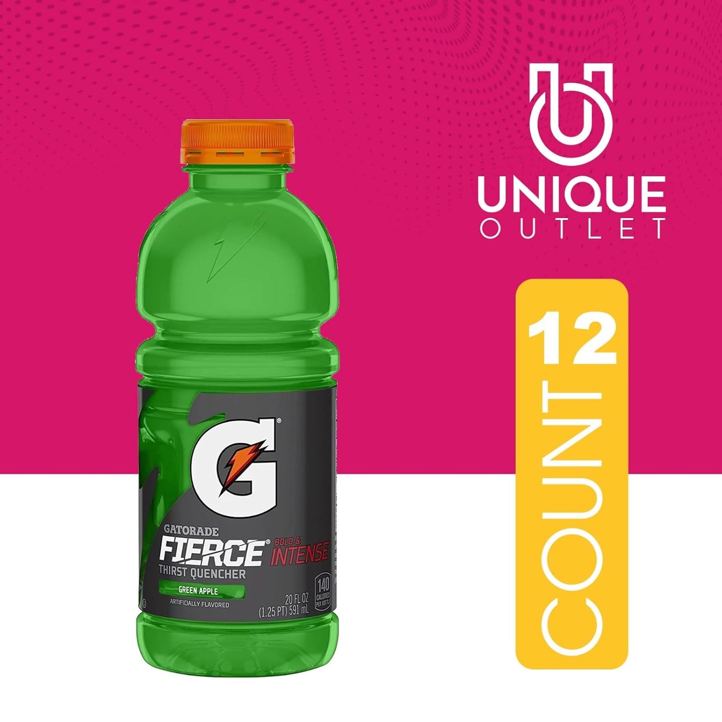 12-Pack of Gatorade Thirst Quencher Sports Drink with Electrolytes and Cooling Towel - Fierce Green Apple Flavor