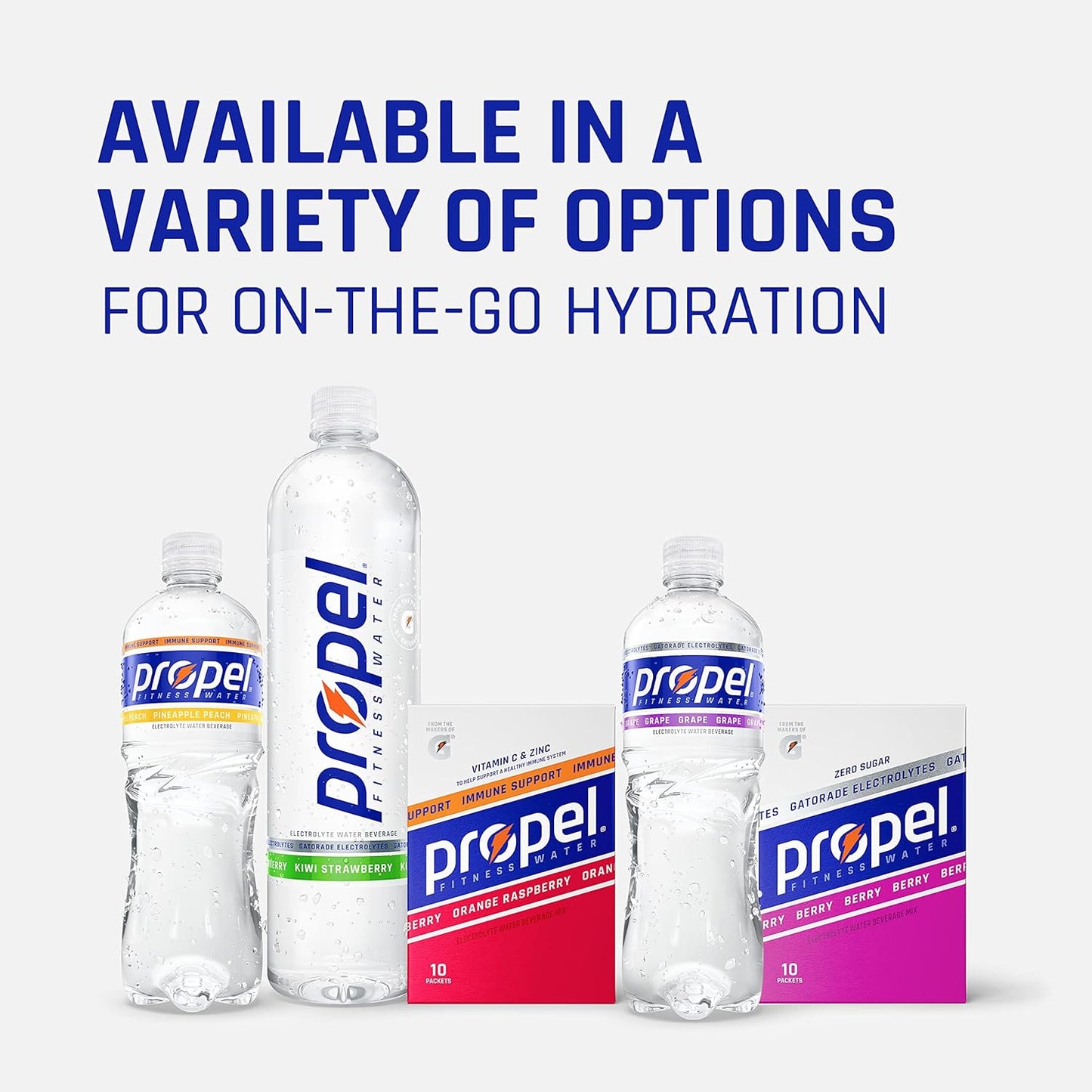 12 Pack Propel Orange Raspberry 24oz Bottles with Vitamin C + Zinc for Immune Support