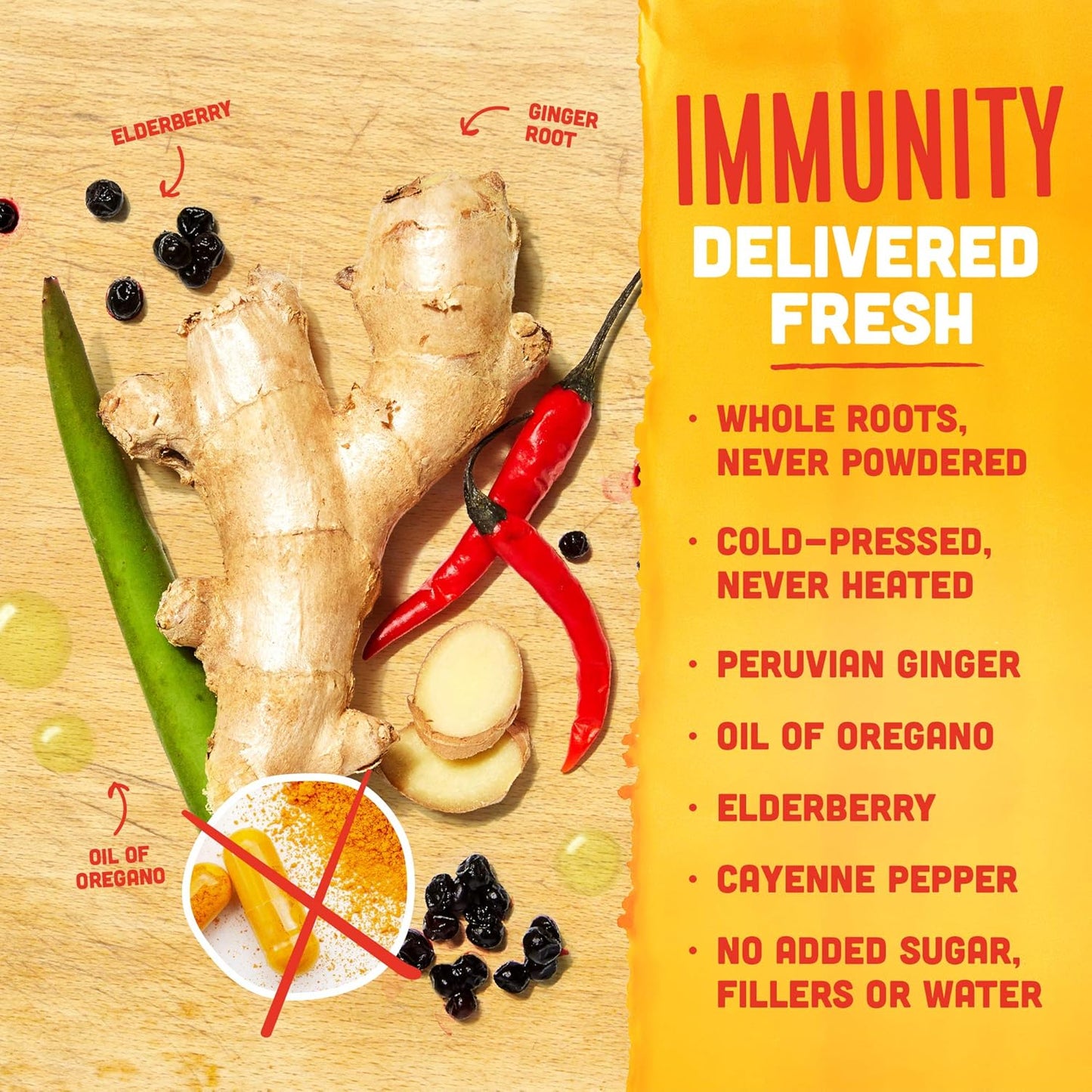 12-Pack Vive Organic Immune Support Shot with Cold-Pressed Ginger, Elderberry, & Oil of Oregano - Vegan & Gluten-Free