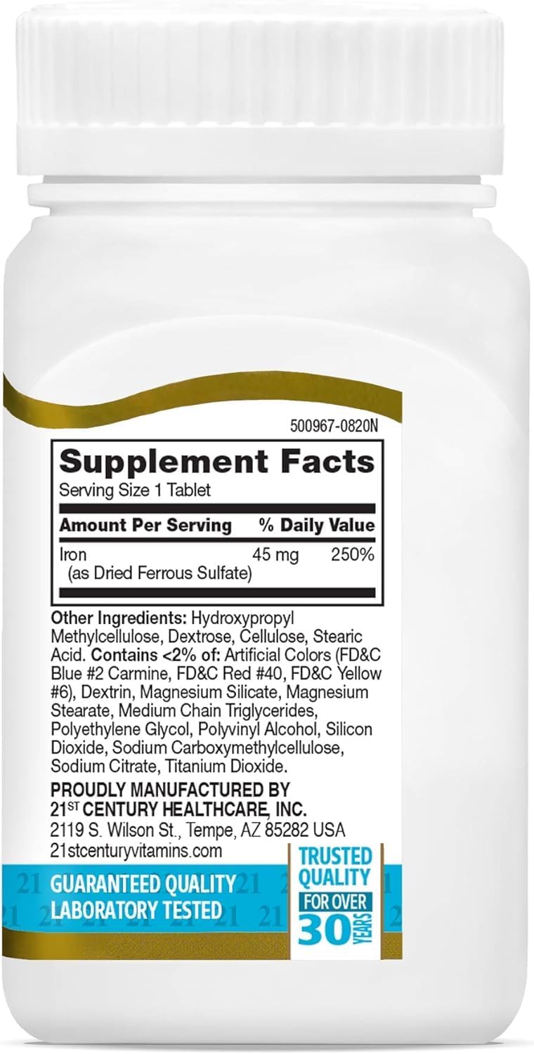 12 Packs of 21st Century Slow Release Iron Tablets - 60 Tablets per Pack, Varied Packaging