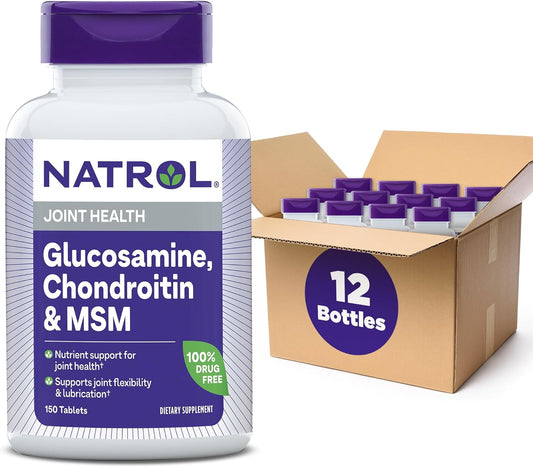 12 Packs of Natrol Glucosamine Chondroitin and MSM Tablets, 150 Count Each