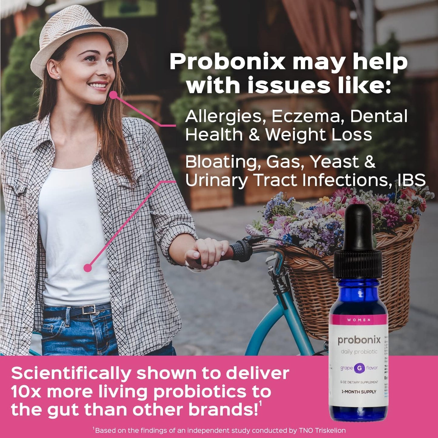12-Strain Women's Probiotic Drops - Grape Flavored Liquid Probiotics for Gut Health - 45 Billion CFUs - 30-Day Supply