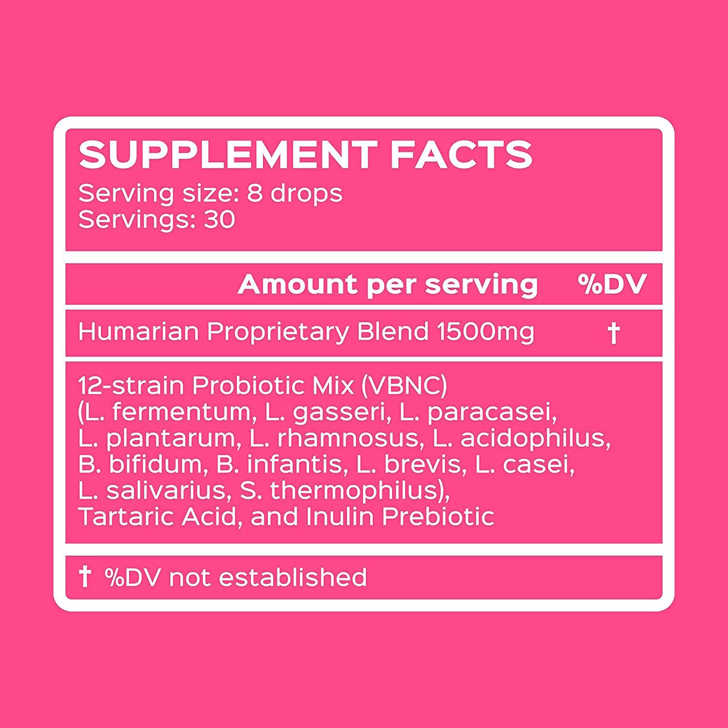 12-Strain Women's Probiotic Drops - Grape Flavored Liquid Probiotics for Gut Health - 45 Billion CFUs - 30-Day Supply